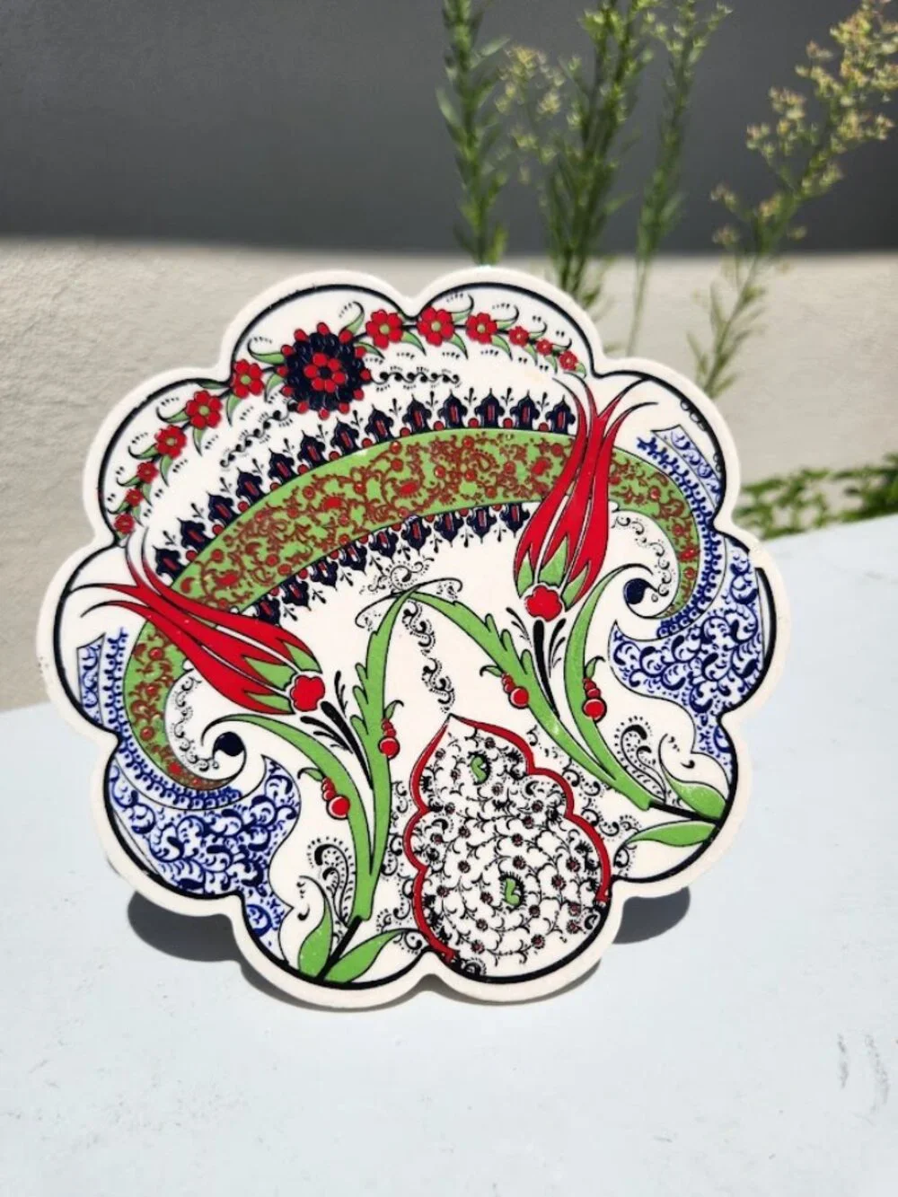 Handmade Turkish Ceramic Trivet Pot Holder Kitchen Tools Supplies Heat-Resistant